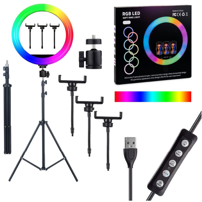 Кольцевая лампа RGB LED MJ36  + штатив 2.1м в 
