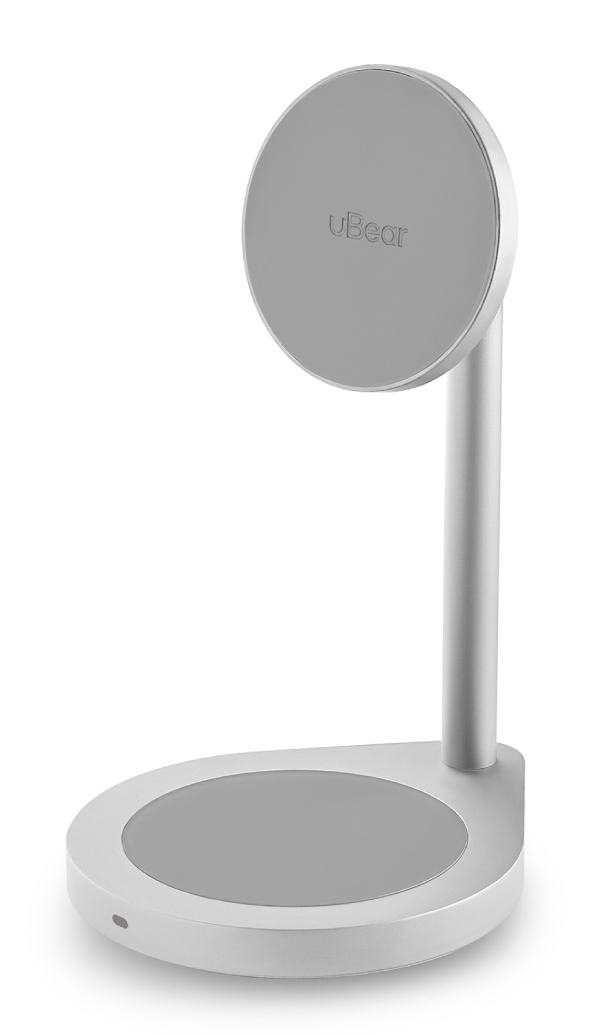 Беспроводное зарядное устройство Ubear Stage 2 в 1 Magnetic, серебристый